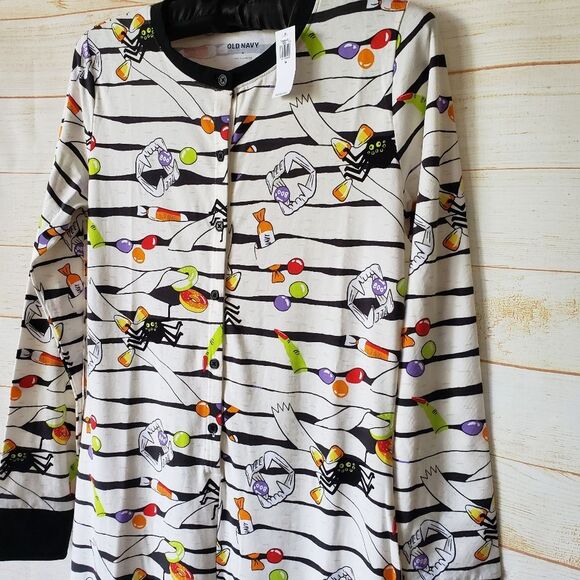 Old Navy Halloween Mummy Treats Spiders Witch Women's One Piece PJ Size Medium - Picture 6 of 13
